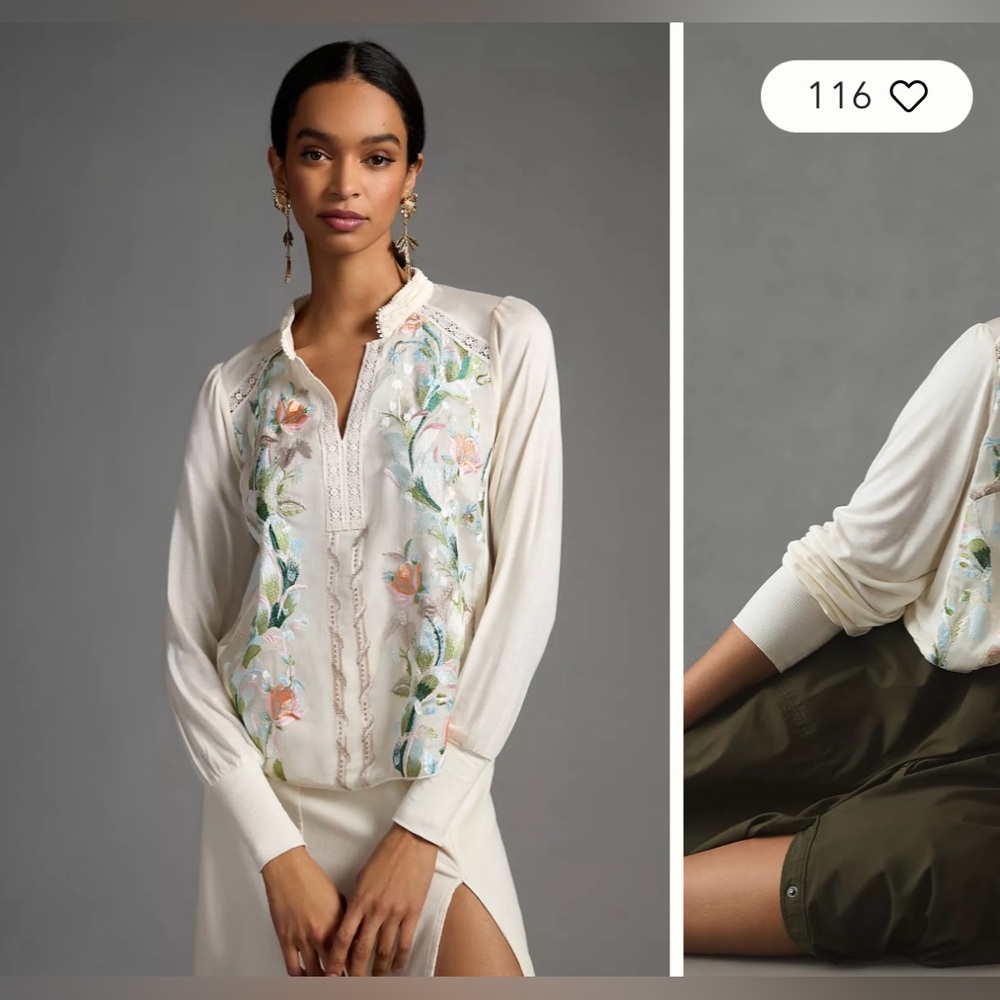 NWOT Tiny by Anthropologie Hartford embroidered blouse - Picture 6 of 8